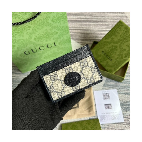 구찌 인터로킹 G 디테일 카드 케이스 지갑 화이트 673002