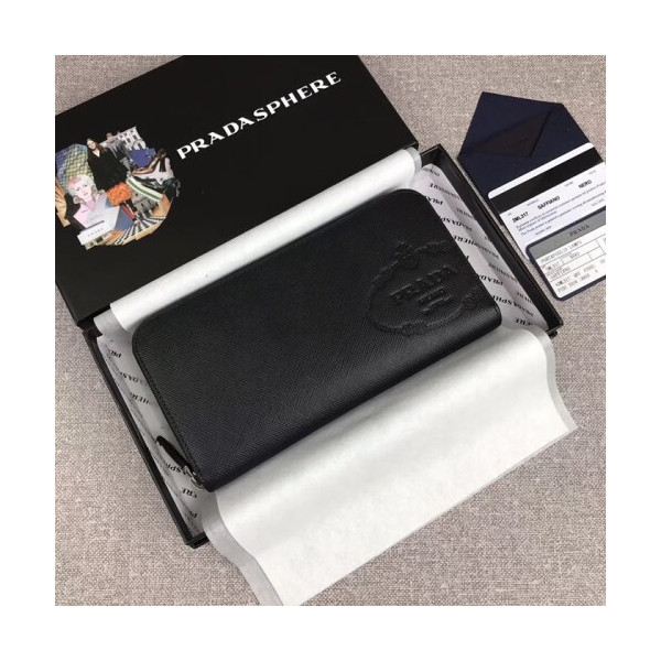 Prada 2020 Saffiano Mens Zip Round Wallet, 2ML317 - 프라다 2020 사피아노 남성용 지퍼 라운드 장지갑,PRAW0150,20CM.블랙,블루