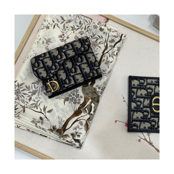 디올 오블리크 새들 플랩 카드지갑