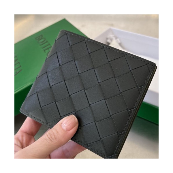 보테가베네타 반지갑 605721 블랙 내부 카키