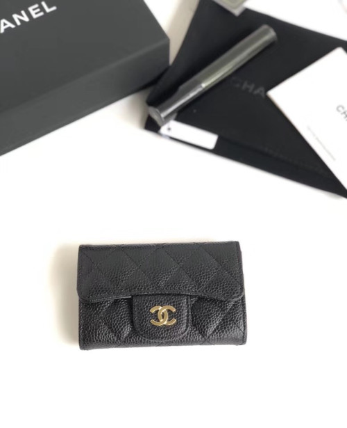 CHANEL 샤넬 카드지갑 케비어 금장 A80799