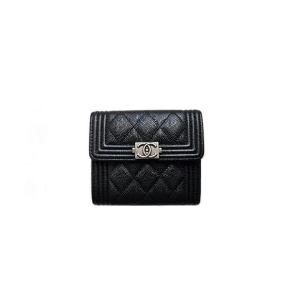 CHANEL 샤넬 보이 플랩 반지갑 은장 11CM AS87555