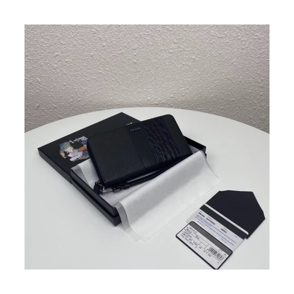 Prada 2020 Saffiano Mens Zip Round Wallet, 2ML028 - 프라다 2020 사피아노 남성용 지퍼 라운드 장지갑,PRAW0170,20CM.블랙,네이비