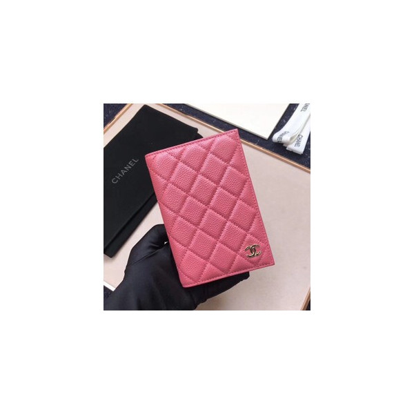 샤넬 캐비어 여권지갑 핫핑크