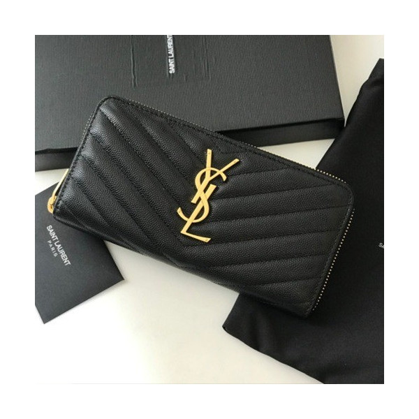 Saint Laurent 입생로랑 마틀라세 지퍼지갑 블랙