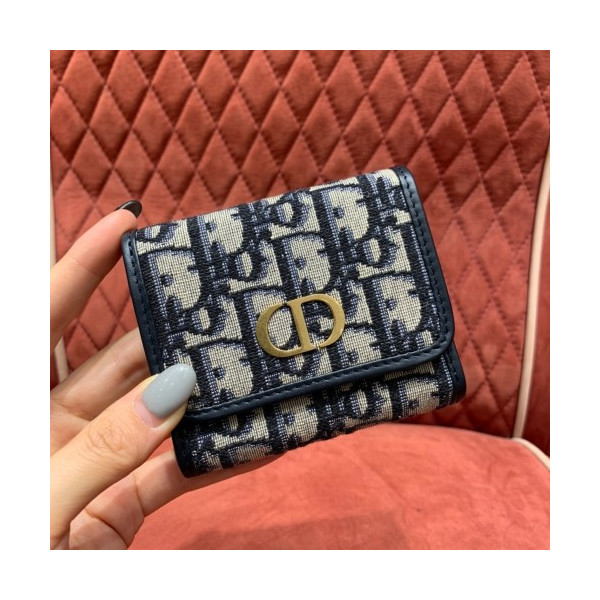 디올 30 몽테인 오블리크 로터스 반지갑 블루