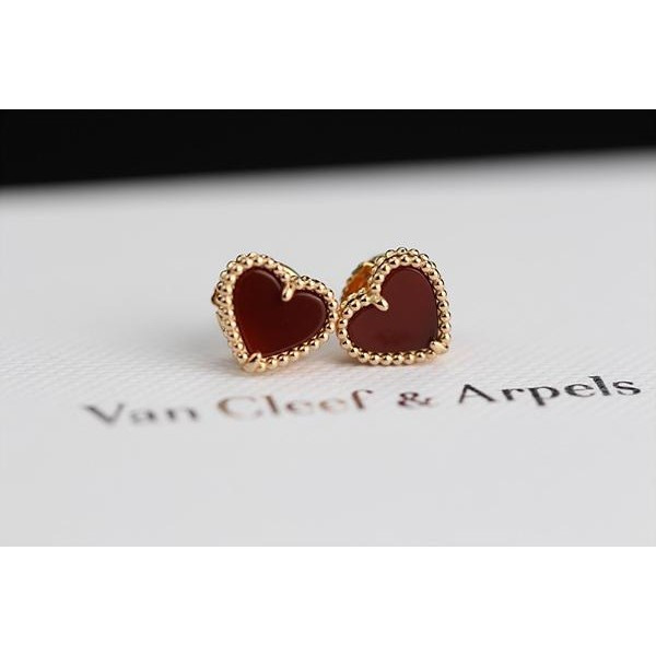 반클리프 카넬리언 하트 귀걸이 로즈골드 KK팩토리