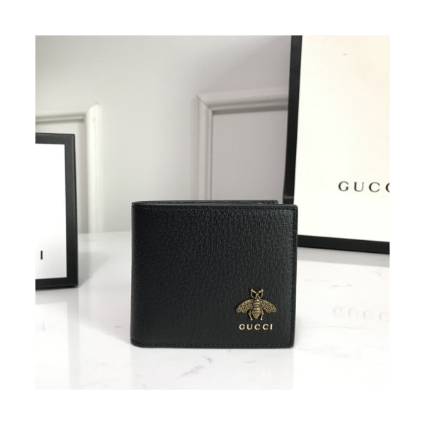 구찌 애니멀리에 레더 반지갑 블랙 523664