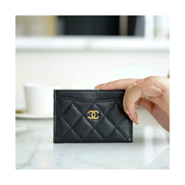 샤넬 클래식 카드지갑 캐비어 금장 블랙 AP0213