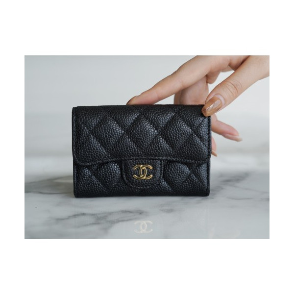 샤넬 클래식 똑딱이 카드지갑 캐비어 금장 [정품급]