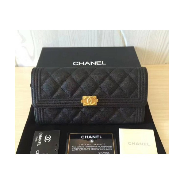[CHANEL]샤넬 보이 캐비어 금장 장지갑-1