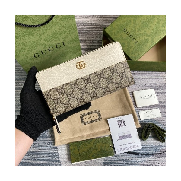 구찌 마몬트 지퍼 어라운드 장지갑 베이지 화이트