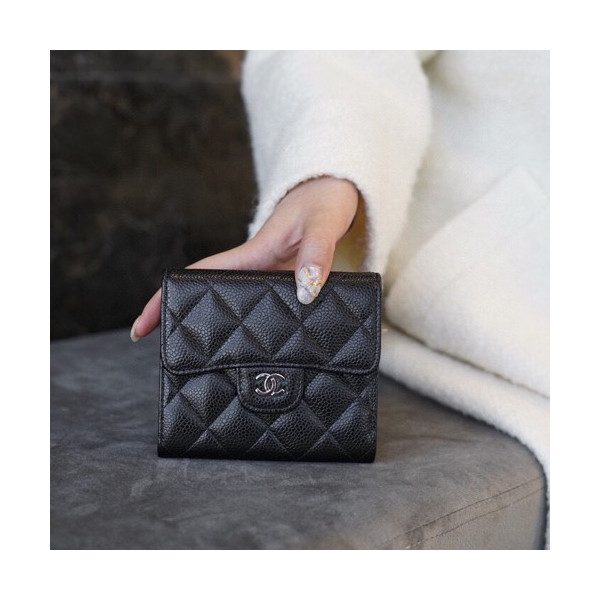 샤넬 캐비어 반지갑 캐비어 은장 AP0231