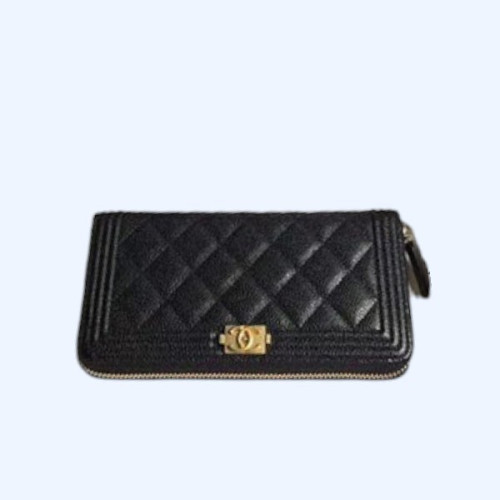 [CHANEL]샤넬 보이 지퍼 장지갑 A80288-3 캐비어 금장