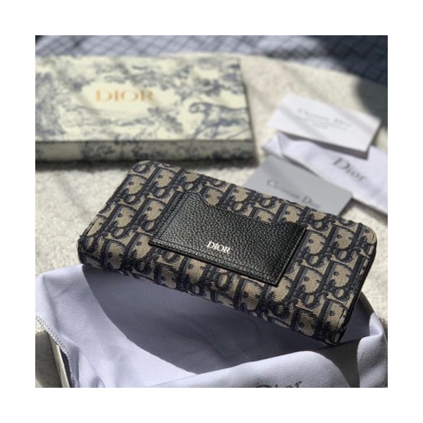 디올 프린트 롱 지퍼 지갑