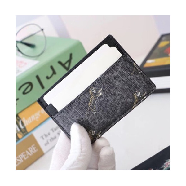 Gucci 2020 PVC & Leather Card Purse 523685 - 구찌 2020 남여공용 PVC & 레더 카드 퍼스 GUW0132.Size(10cm).블랙