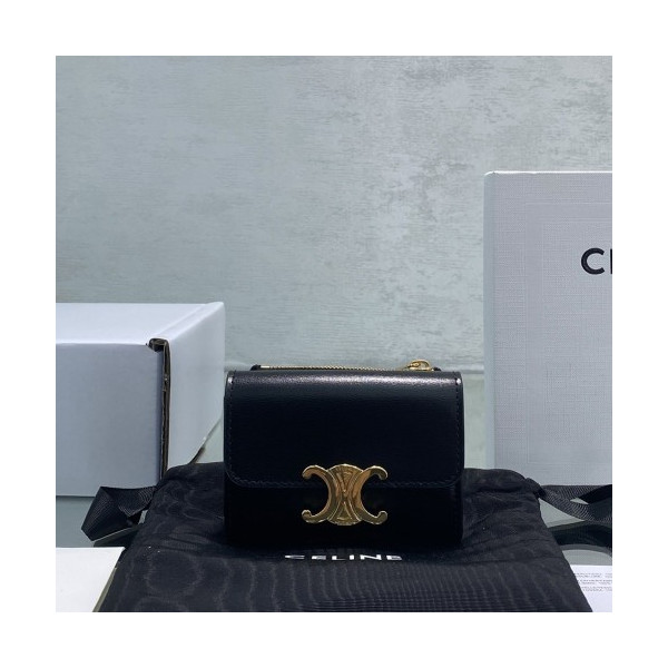 셀린느 트리오페 플랩 카드 홀더 60035 [블랙]