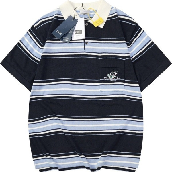 [ Dior ] 디올 스트라이프 카라 반팔 니트