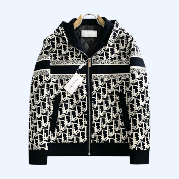 [ Dior ] 디올 자카드 니트 후드 집업 자켓