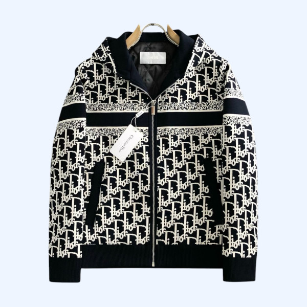 [ Dior ] 디올 자카드 니트 후드 집업 자켓