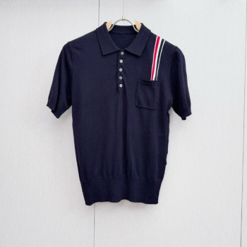 [ Thom Browne ] 톰브라운 카라 반팔 니트