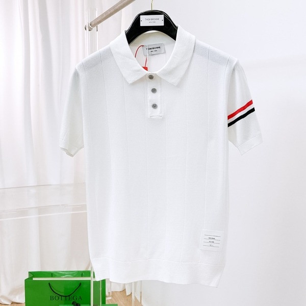 [ Thom Browne ] 톰브라운 카라 반팔 니트