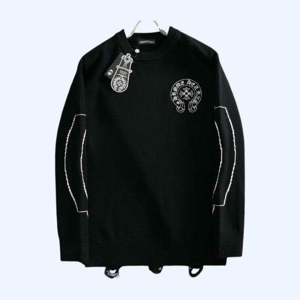 [ Chrome Heart* ] 크롬하* 라운드 자수 니트