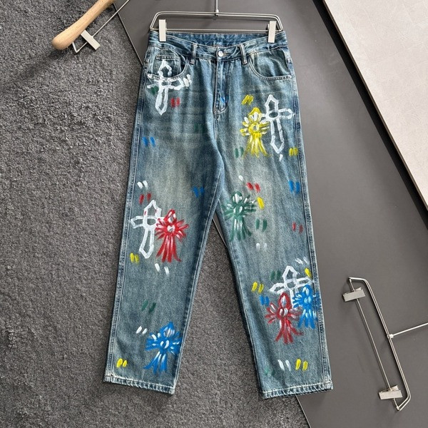 [ Chrome Heart* ] 크롬하* 와이드 데님 진