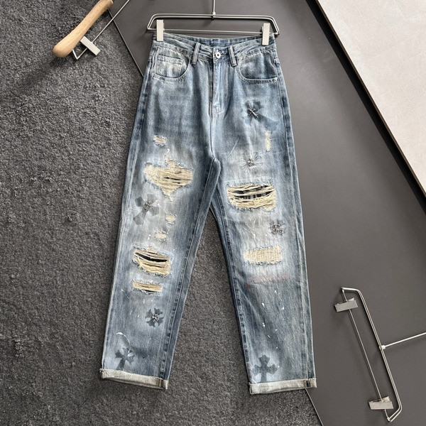 [ Chrome Heart* ] 크롬하* 와이드 데님 진