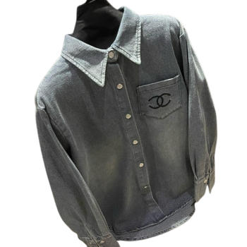 [ 샤넬 ] 더블C 레터링 자수 청 자켓