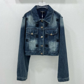 [ 샤넬 ] 25ss 자수 데님 숏 자켓