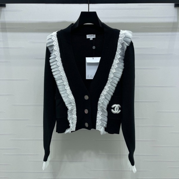 [ Chanel ] 샤넬 CC 프릴 울 니트 가디건