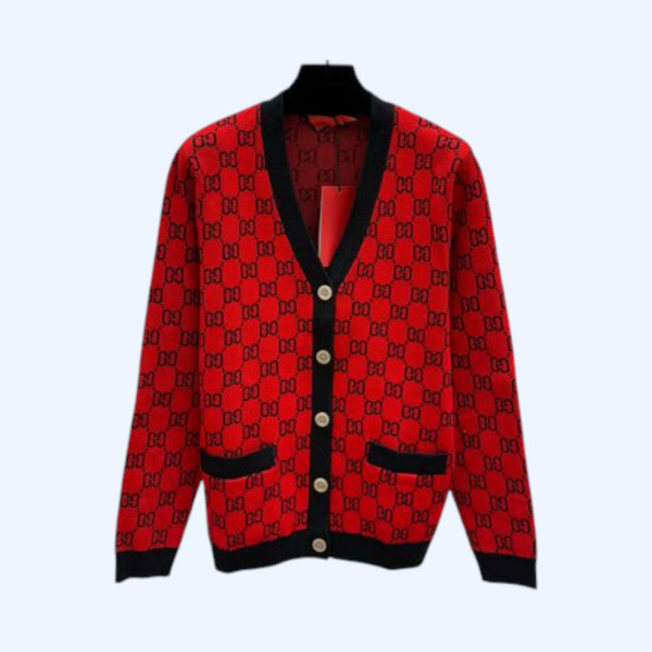 구찌 콘트라스팅 레터 라운드넥 가디건