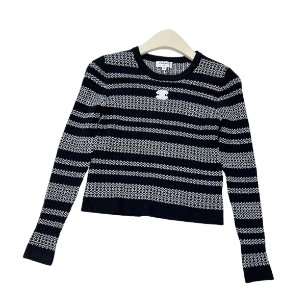 [ Chanel ] 샤넬 CC 스트라이프 니트