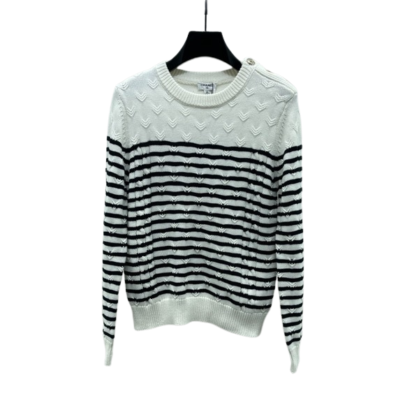 [ Chanel ] 샤넬 스트라이프 단추 니트