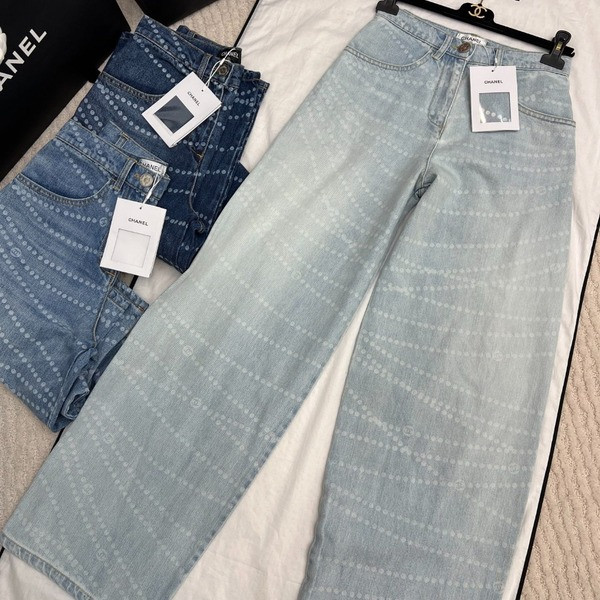 [ 샤넬 ] 25ss 진주 와이드 청바지