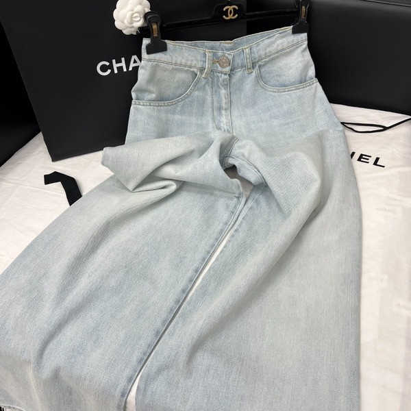 [ 샤넬 ] 25ss 워싱 데님 와이드 팬츠