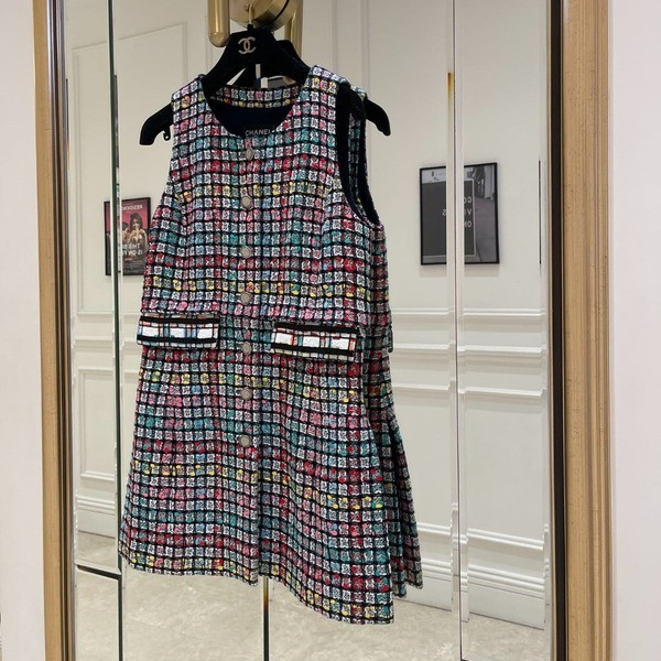 [ Chanel ] 샤넬 체크 나시 원피스
