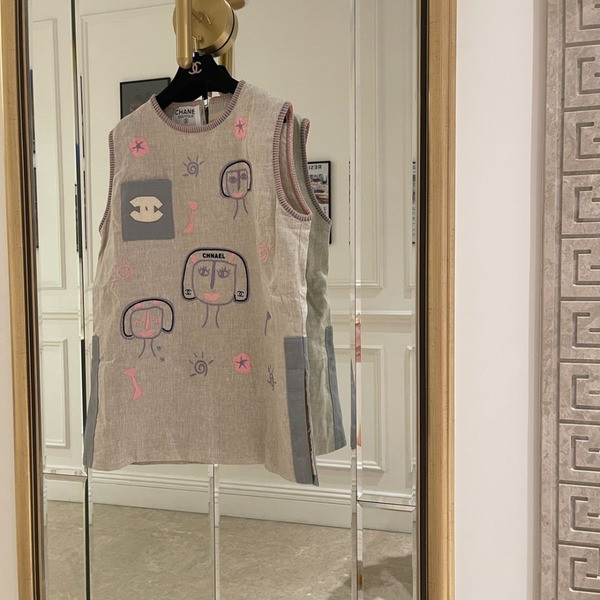 [ Chanel ] 샤넬 자수 린넨 원피스