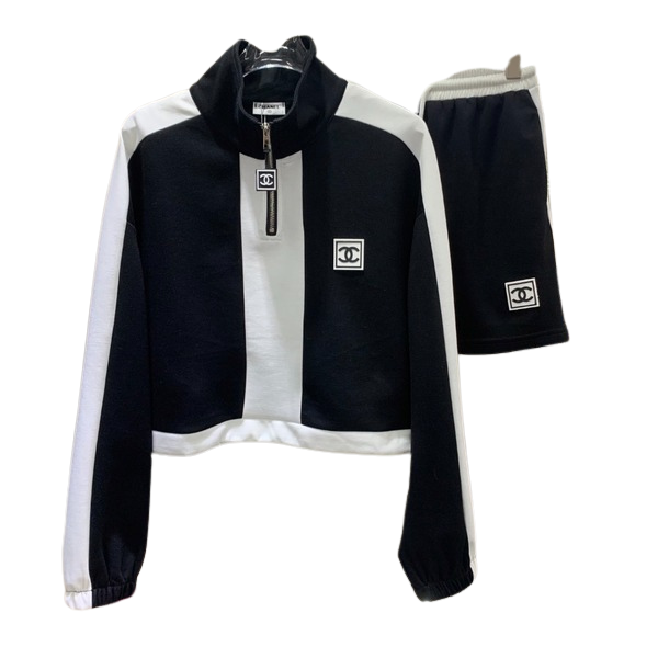 [ 샤넬 ] 하이 넥 반 집업&스커트 set