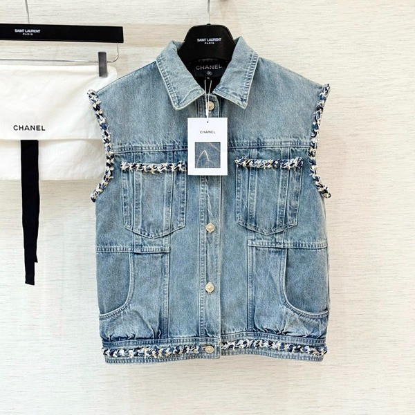 [ Chanel ] 샤넬 체인 데님 베스트 자켓