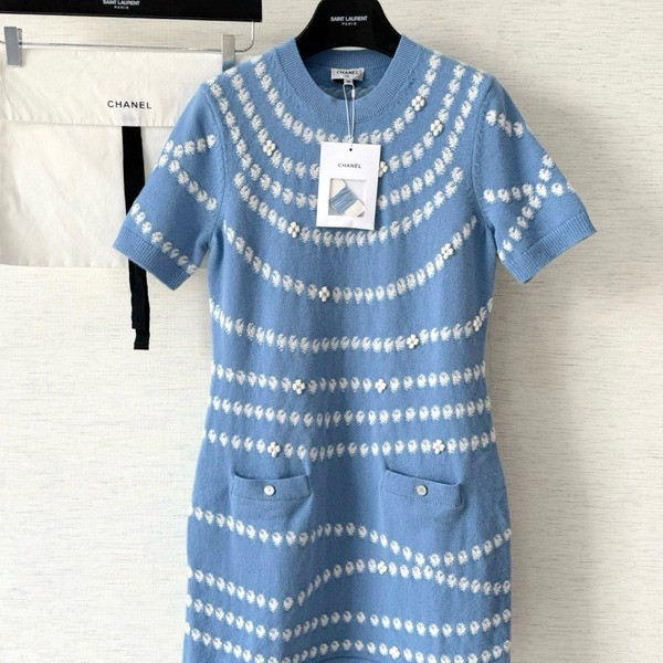 [ Chanel ] 샤넬 도트 니트 원피스