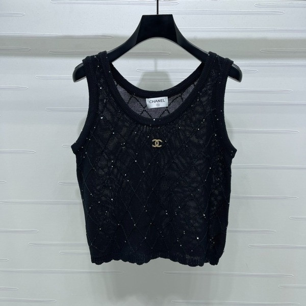 [ Chanel ] 샤넬 큐빅 퀼팅 니트 나시