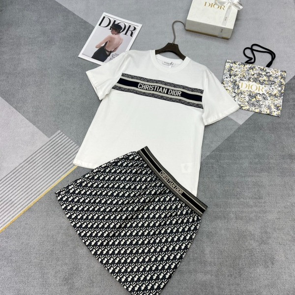 [ Dior ] 디올 로고 밴딩 스커트 세트