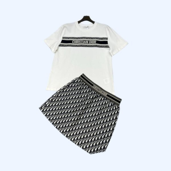 [ Dior ] 디올 로고 밴딩 스커트 세트