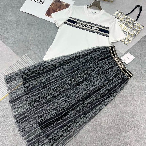 [ Dior ] 디올 로고 밴딩 스커트 세트