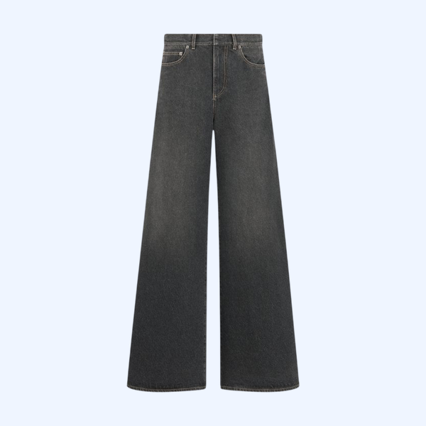 블랙 스톤워싱 코튼 데님 바지