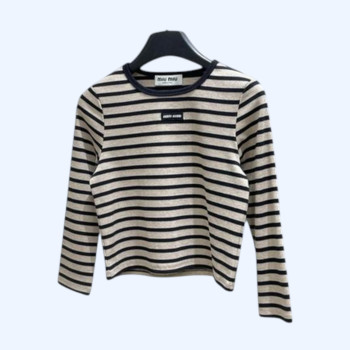 [ Miu Miu ] 미우미우 스트라이프 골지 티