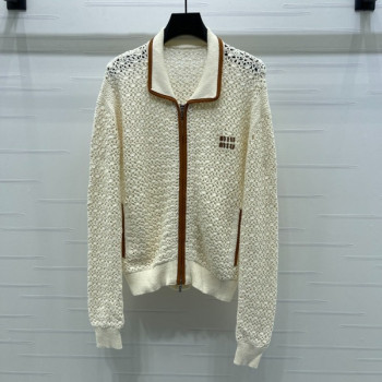 [ Miu Miu ] 미우미우 펀칭 집업 니트 가디건