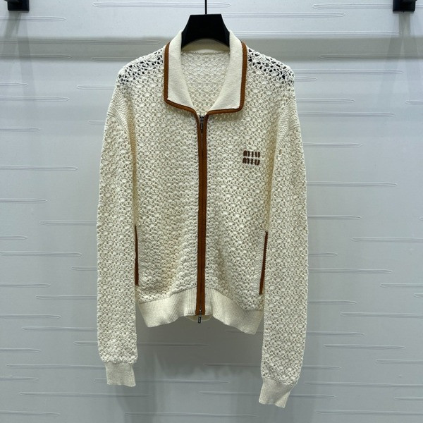 [ Miu Miu ] 미우미우 펀칭 집업 니트 가디건